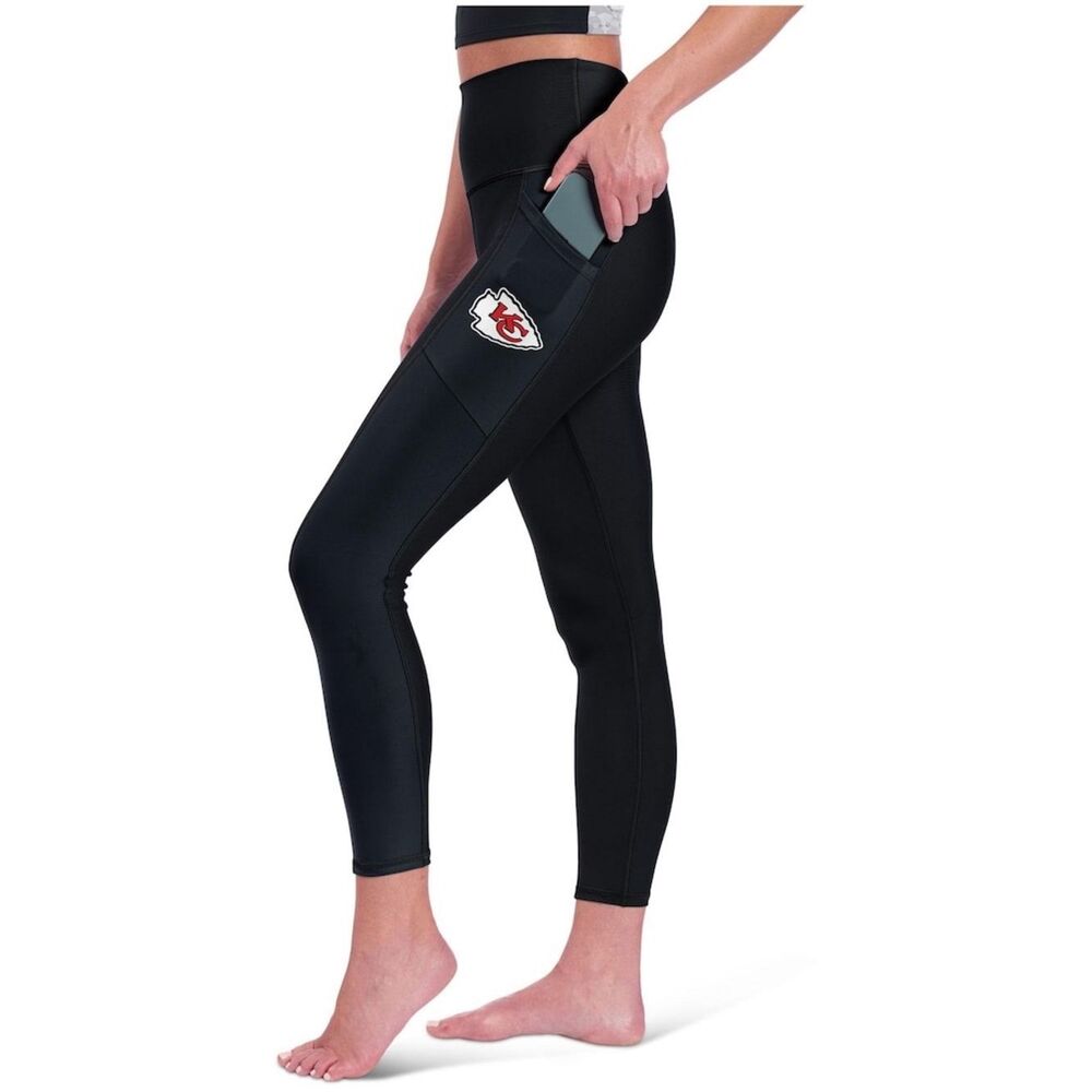 Certo Kansas City Chiefs Leggings Womens Small Black High Rise Pocket NFL Tights